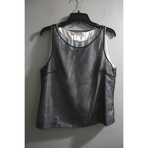 Luca Luca Black Mesh White Silk Lined Sleeveless Top Made in Italy Size 48 IT